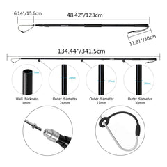 KOMCLUB telescopic gaff extended length enabling reach in deep water and offshore setups.