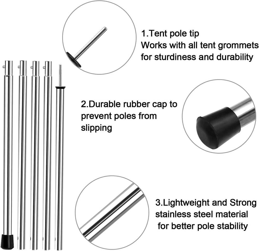 KOMCLUB telescoping poles extended to 47 inches for tarps and canopies