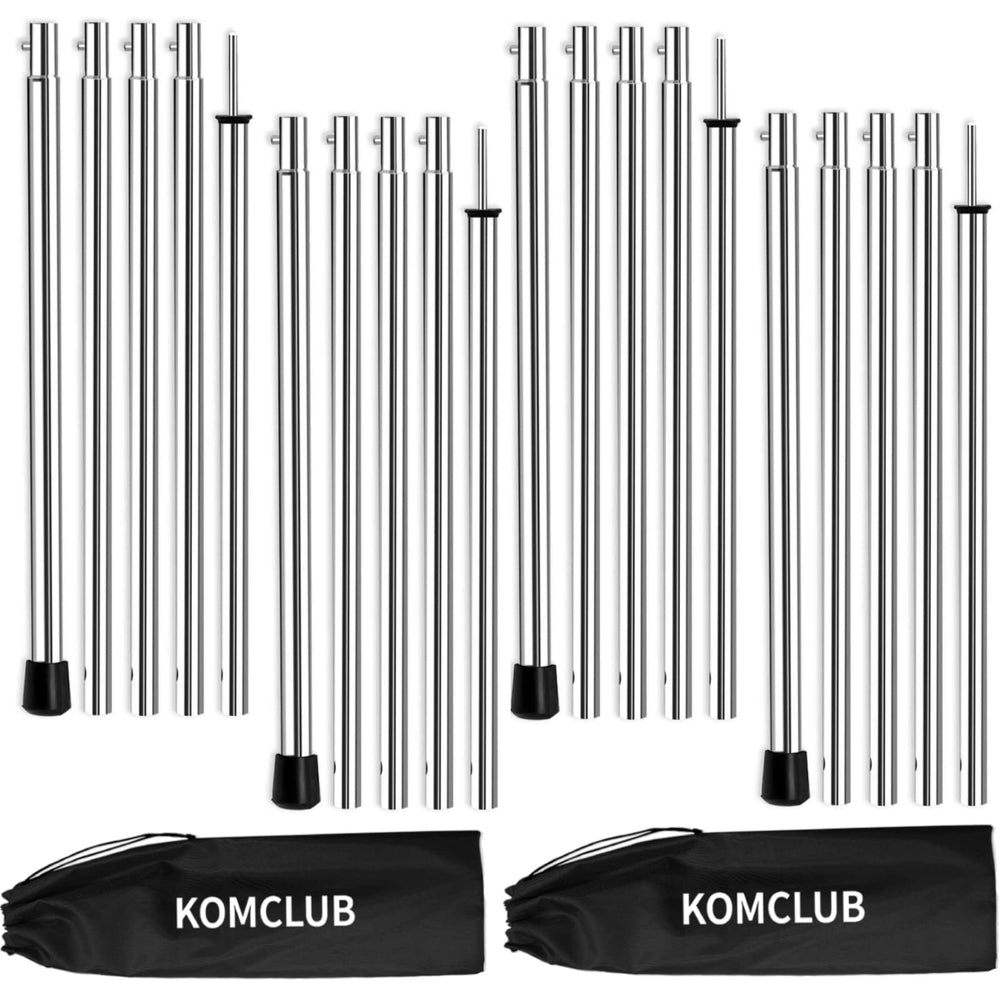 KOMCLUB telescoping poles at 78-inch extension supporting tarps during camping