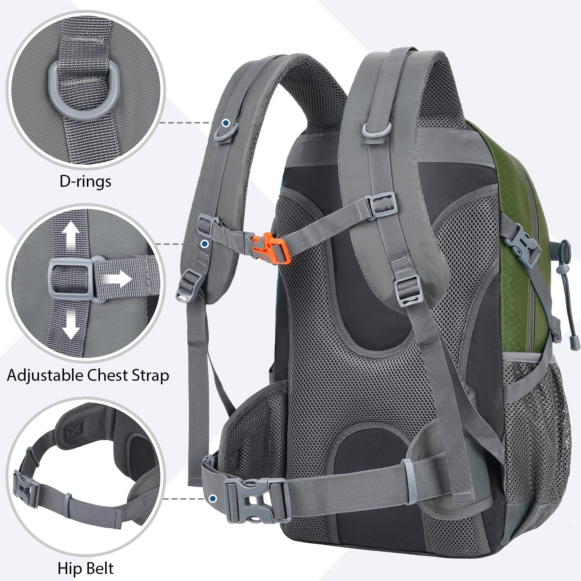 Komofa hiking backpack 30L urban-green scene demonstrates versatile everyday use