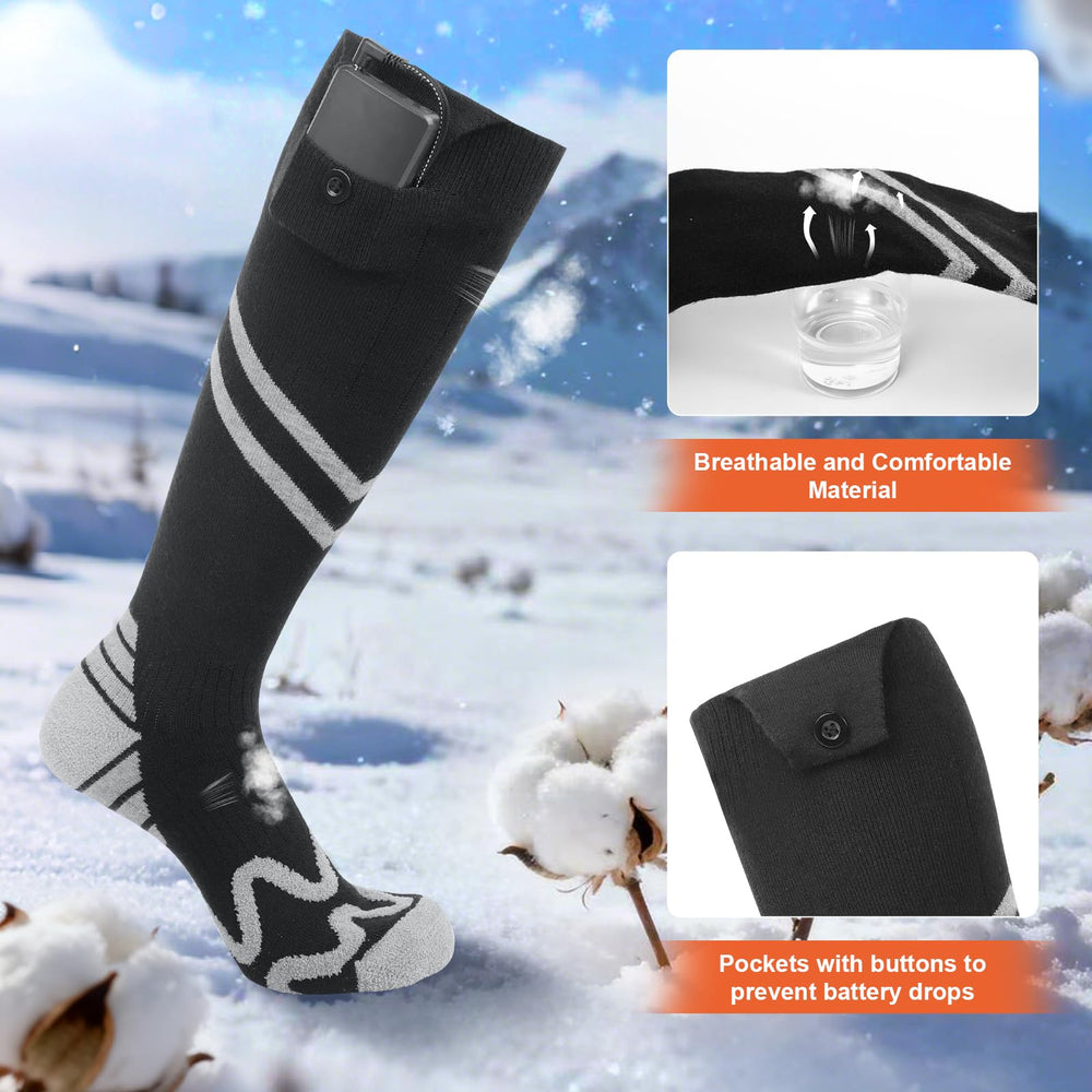 KOMPMP heated socks fabric close-up Modal blend with moisture-wicking comfort