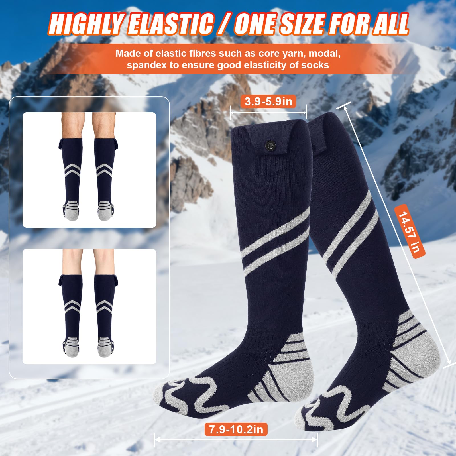 KOMPMP heated socks ideal for winter outdoor activities in cold weather.