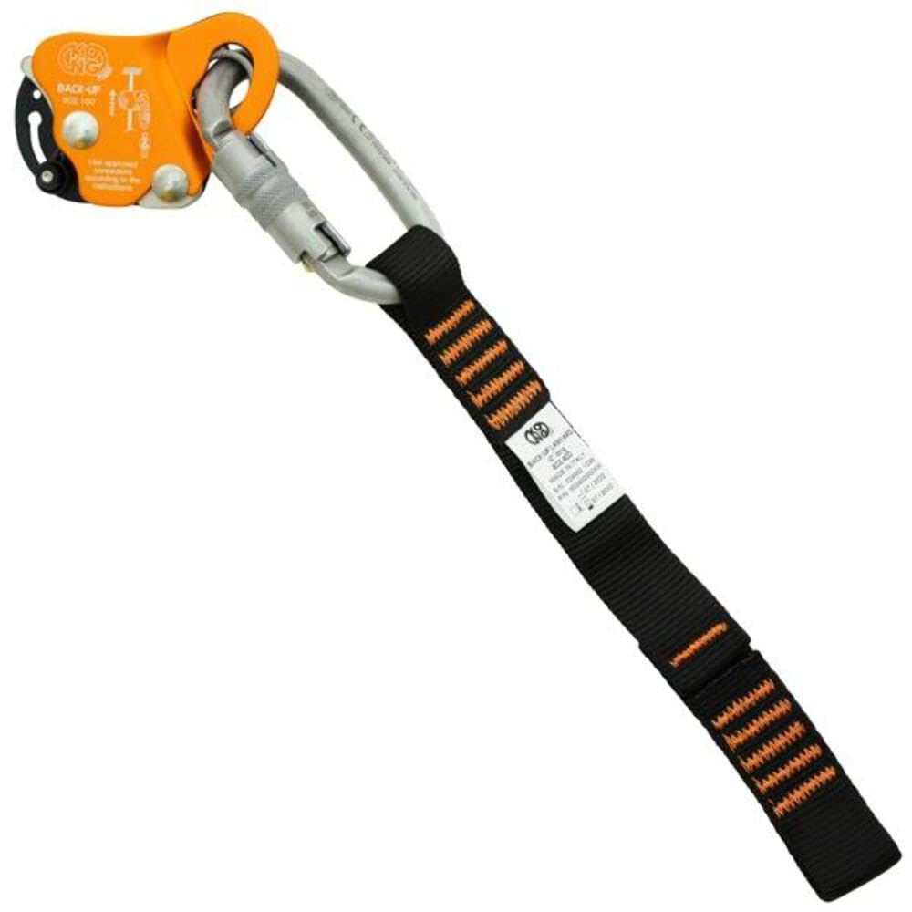 KONG Italy Back-Up Locking Device in use, demonstrating controlled ascent and secure locking.