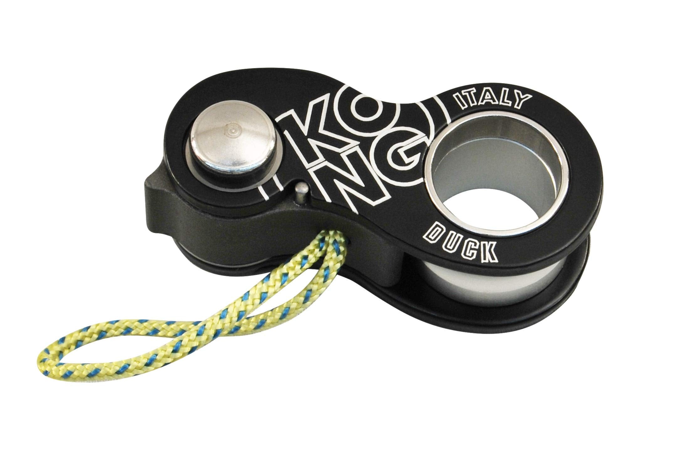 Kong Italy Duck Alu Alloy Black emergency blocker for single ropes and webbings, compact and reliable.