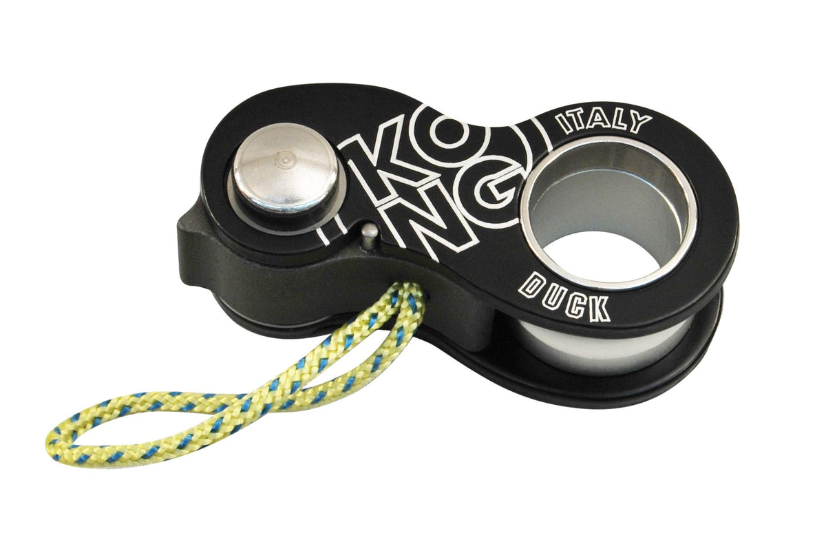 Kong Italy Duck Alu Alloy Black emergency blocker for single ropes and webbings, compact and reliable.