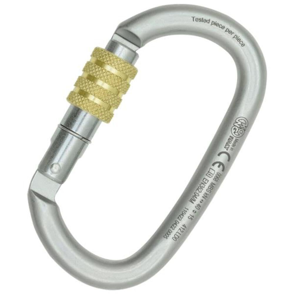 Kong Italy Ovalone carbon screw-sleeve carabiner in Lunar White for heavy-duty connections