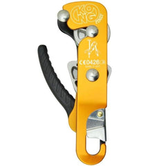 Kong Italy Pirata orange/black descender designed for rope access with smooth ascent control.