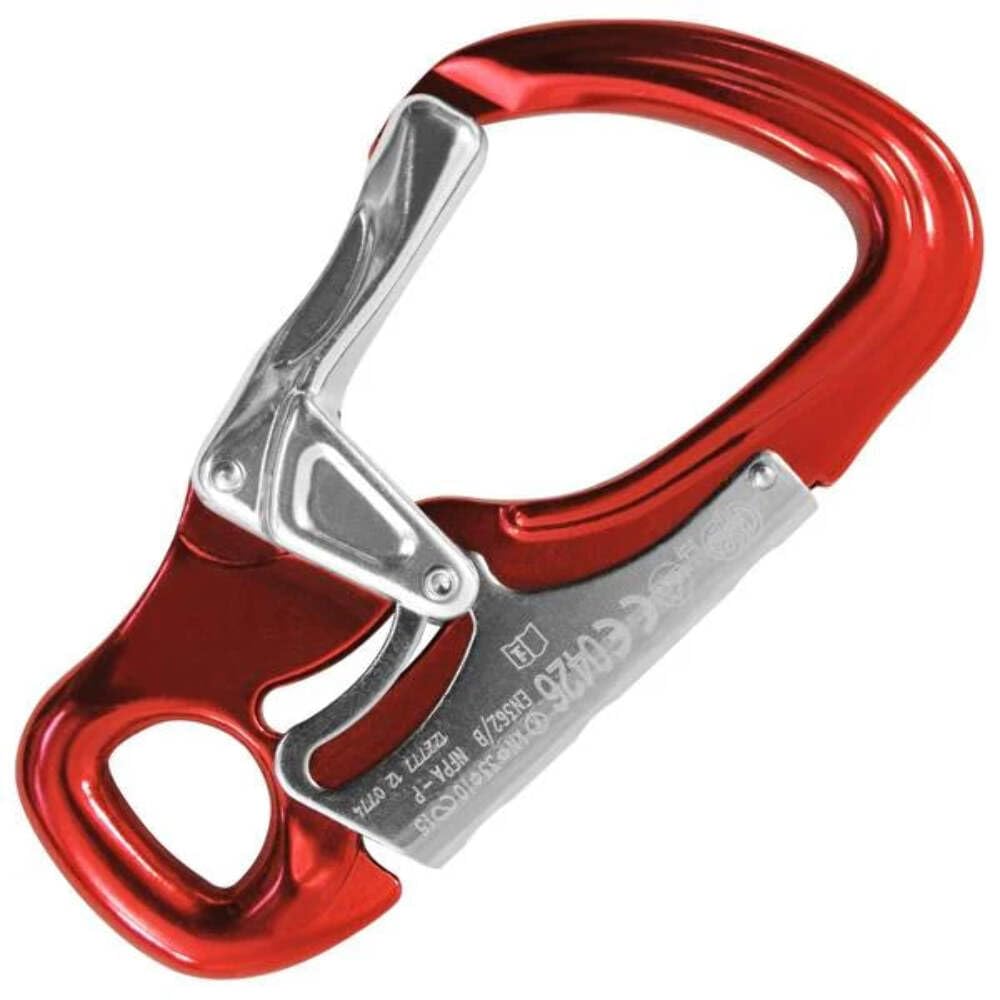 Kong Italy Tango carabiner front view shows quick thumb-activated lock for secure via ferrata