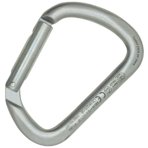 Kong Italy X-Large carbon steel straight carabiner with lunar white finish for easy opening and secure load distribution.