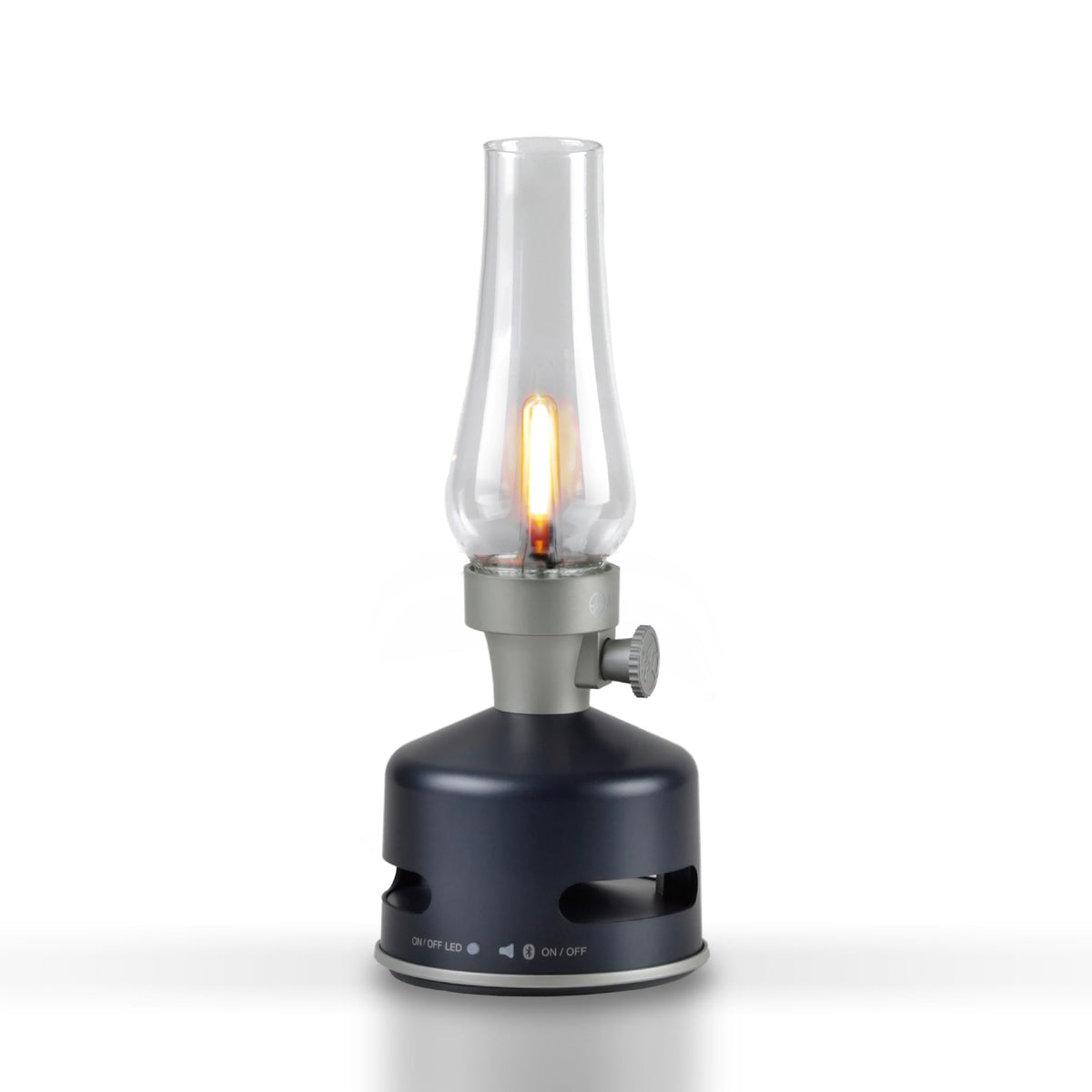 KOOKOO MoriMori lamp Night-Blue front view showing classic gas-lamp silhouette and mood lighting