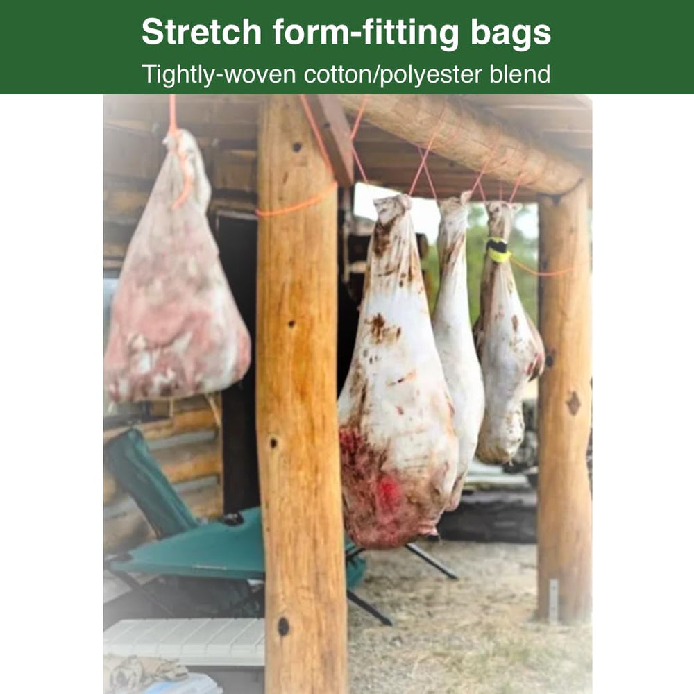 Koola Buck game bags field-use image shows deer quarters ready for packing and transport.