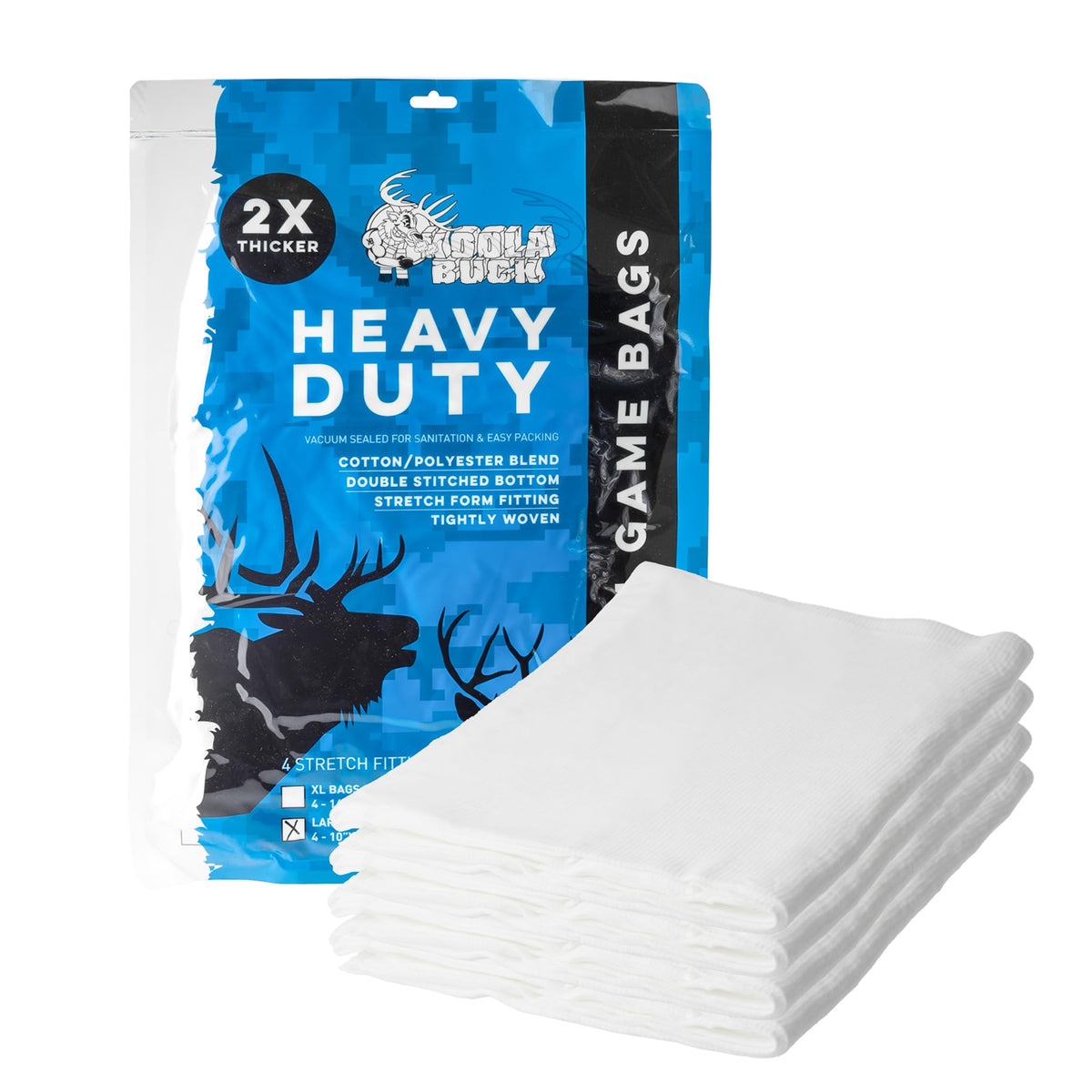 Koola Buck heavy-duty construction deer game bags in rugged field use