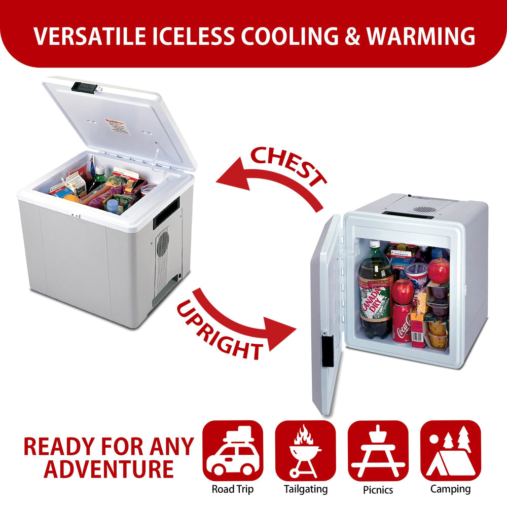 Koolatron cooler locked with sliding lock for secure transport