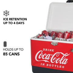 Exterior chrome latch detail on Coca-Cola Ice Chest, easy access