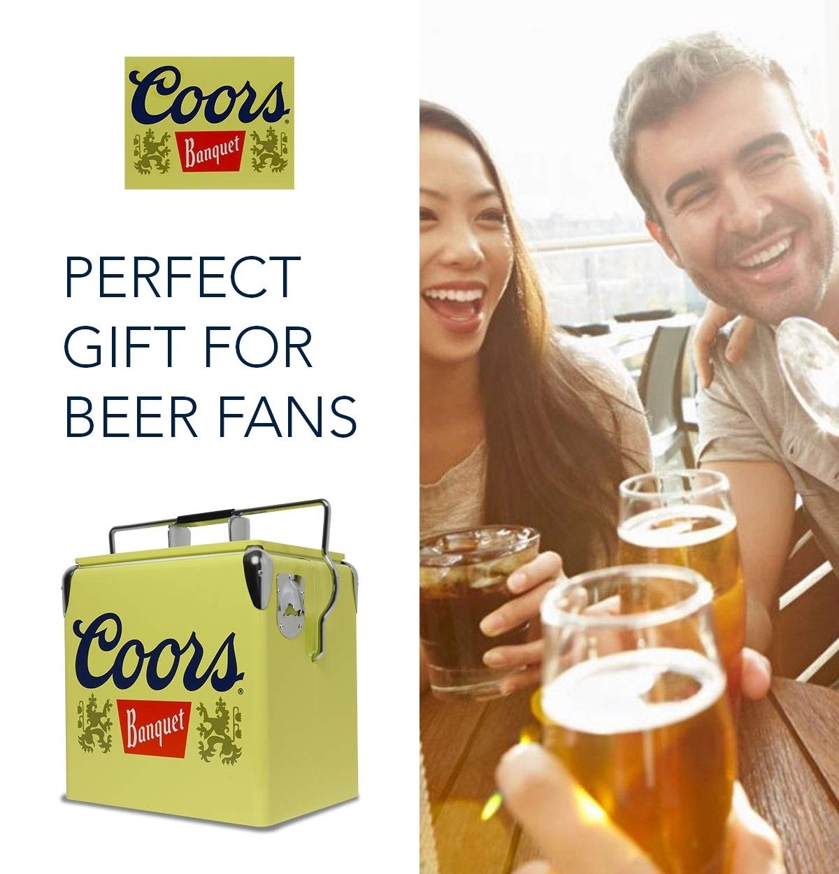 Koolatron Coors Banquet retro ice chest rustproof exterior and durable liner.