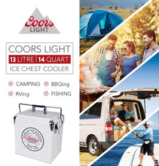 Koolatron Coors Light cooler in vintage style with portable 13L capacity.