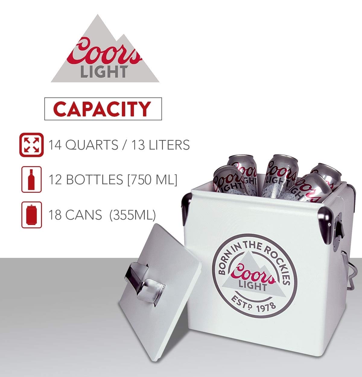 Koolatron Coors Light ice chest insulated exterior shown for durability.