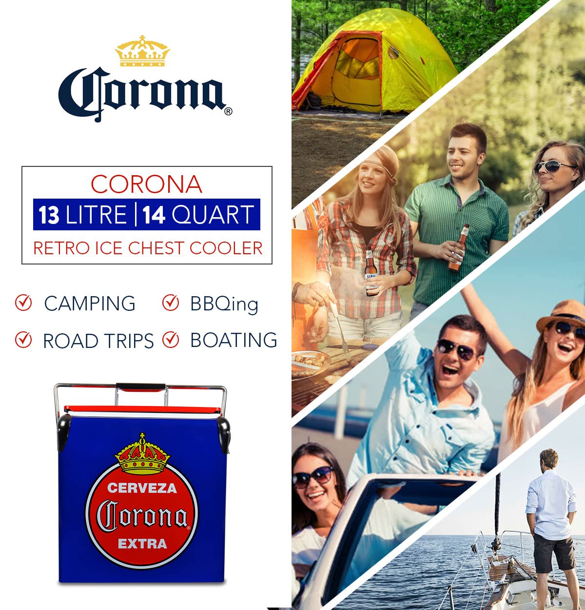 Koolatron Corona Retro Ice Chest secure locking latch