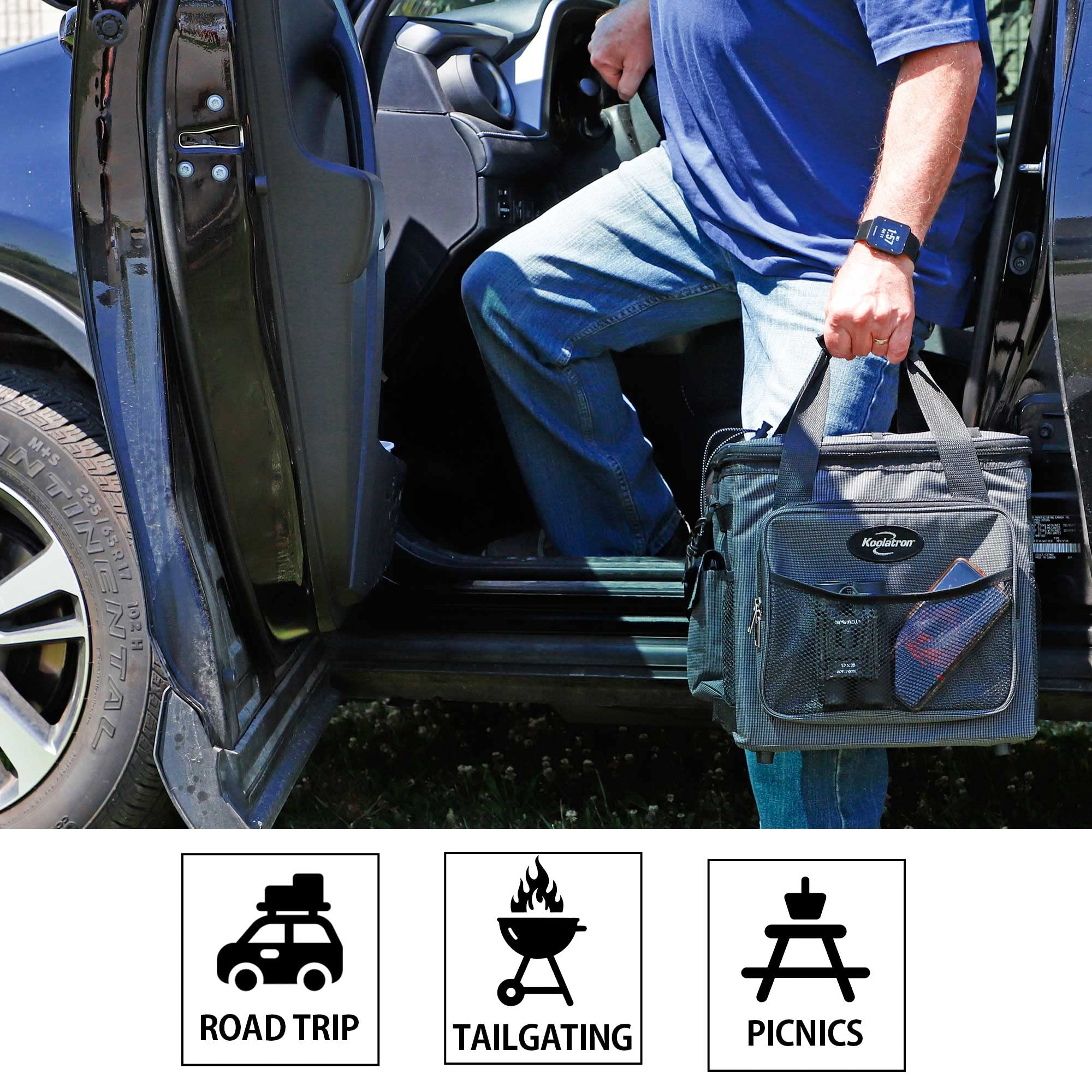 Koolatron 26-quart capacity fits multiple beverages for family outings.