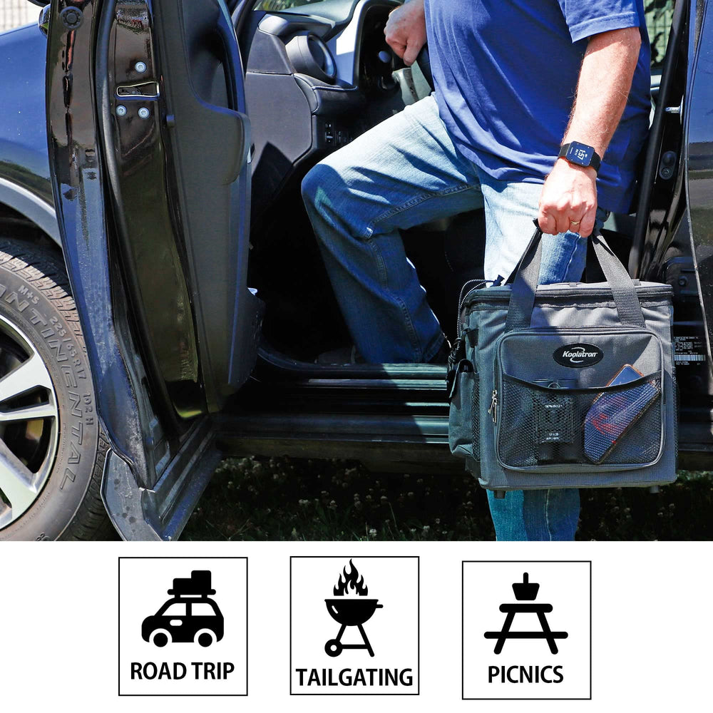 Koolatron 26-quart capacity fits multiple beverages for family outings.