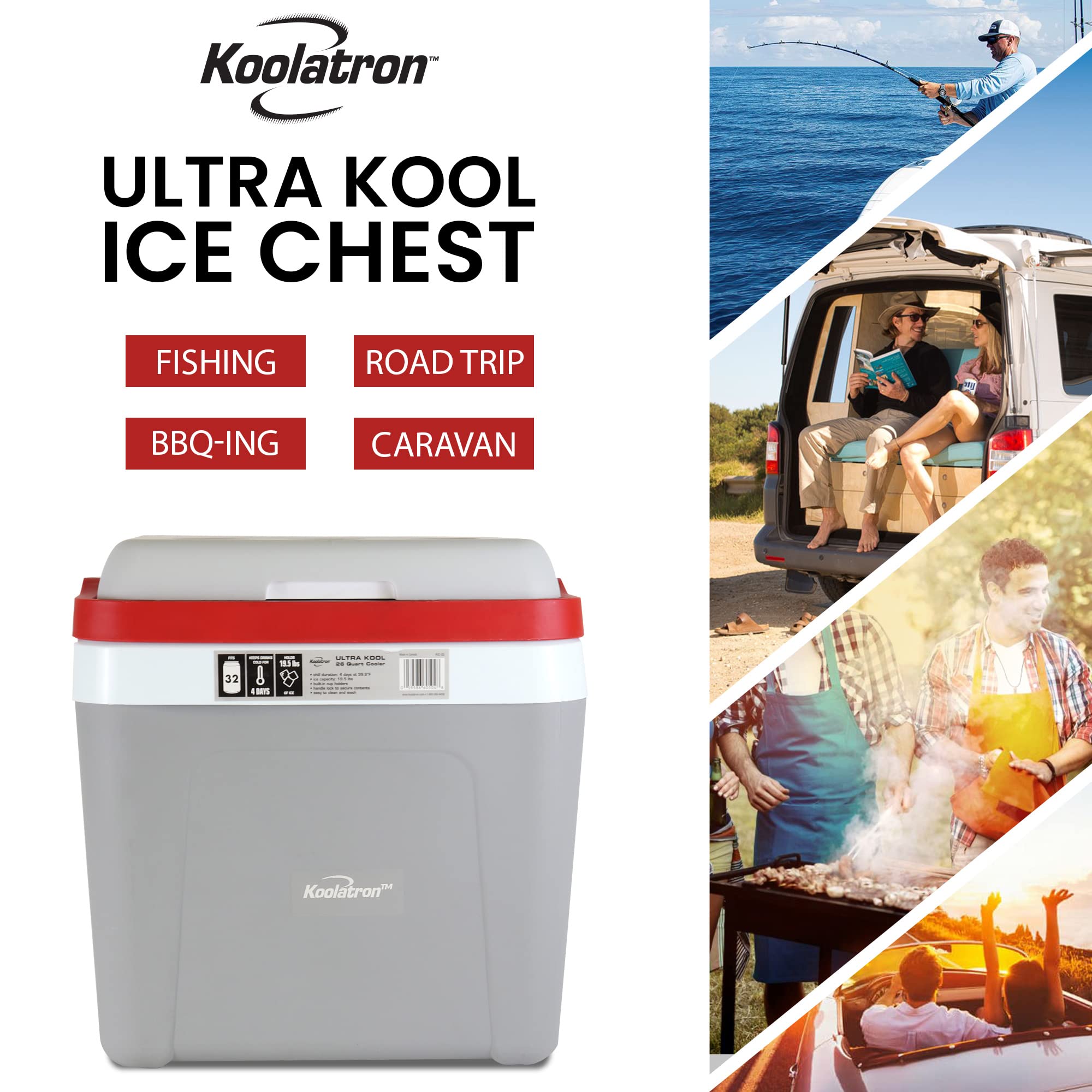 Koolatron Ice Chest Cooler stores 2L bottles upright for convenient beverages.