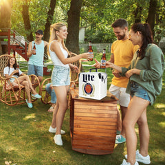 Built-in bottle opener on Koolatron Miller Lite cooler enables fast drinks on the go.