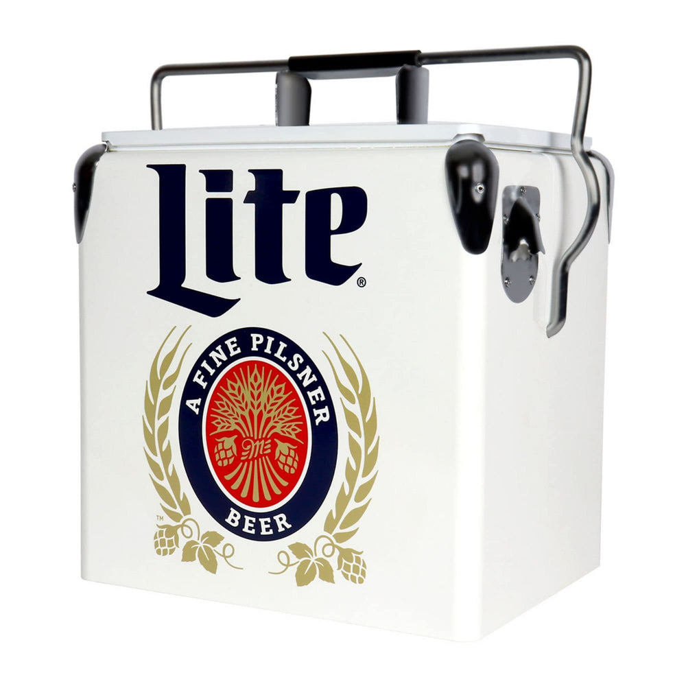 Koolatron Miller Lite ice chest, front view, ideal for outdoor entertaining and easy beverage cooling.