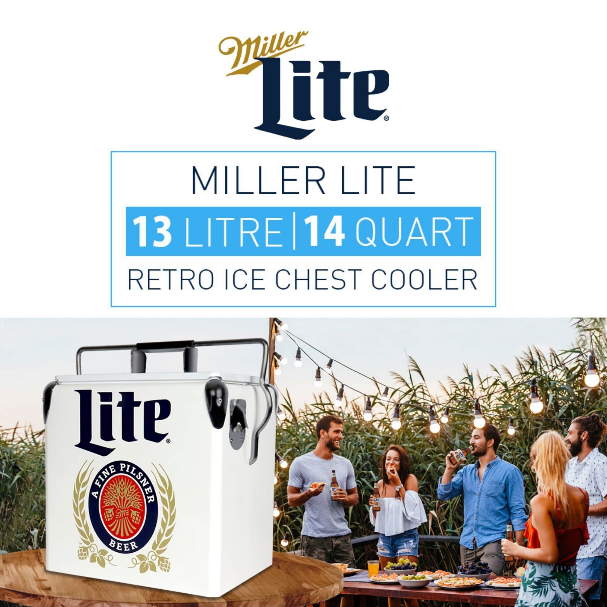 Official artwork and white exterior make Koolatron Miller Lite cooler a standout gift.