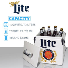 Koolatron Miller Lite cooler in camping scene emphasizes portability for outdoor adventures.