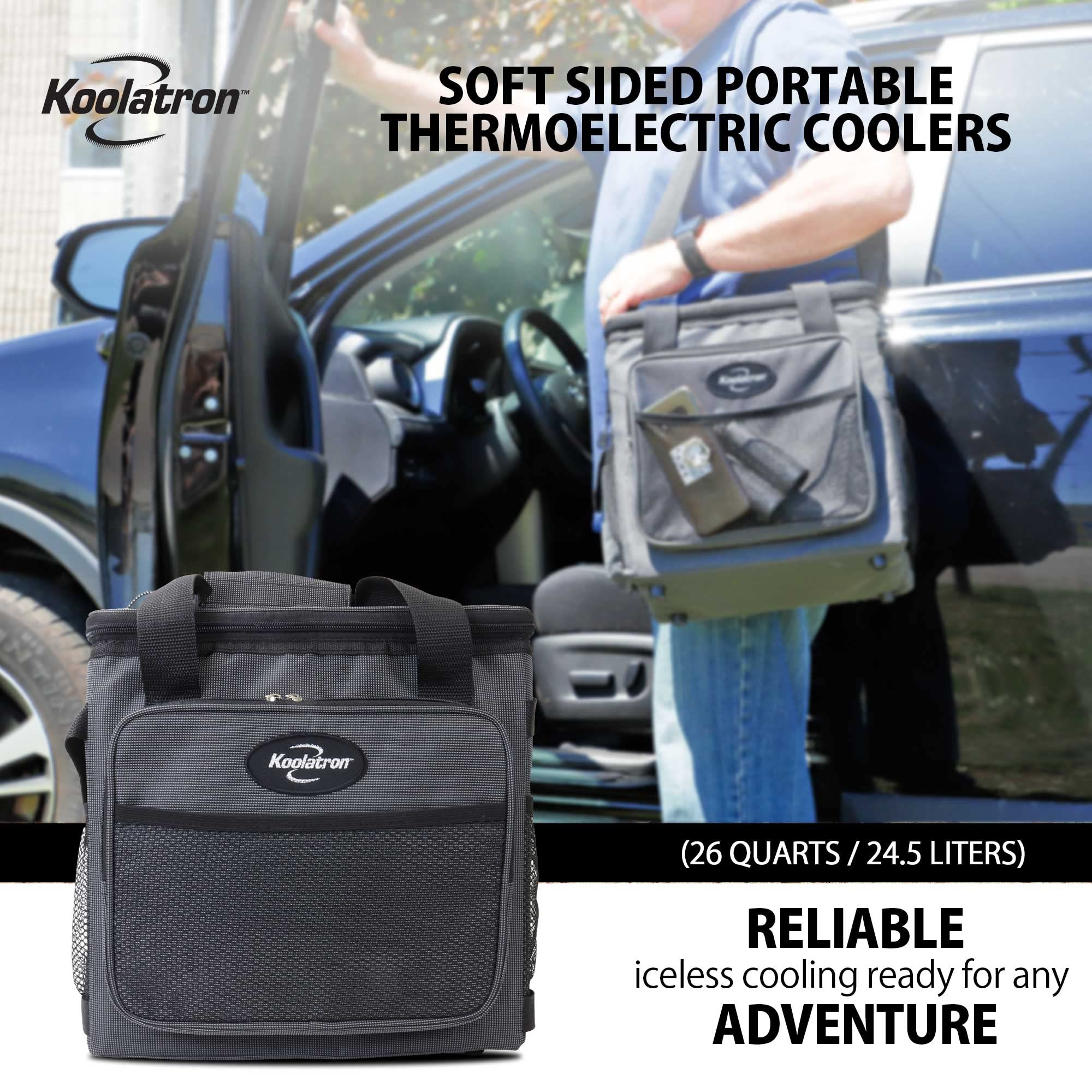 Koolatron thermoelectric cooling offers quiet operation and efficient temperature drop.