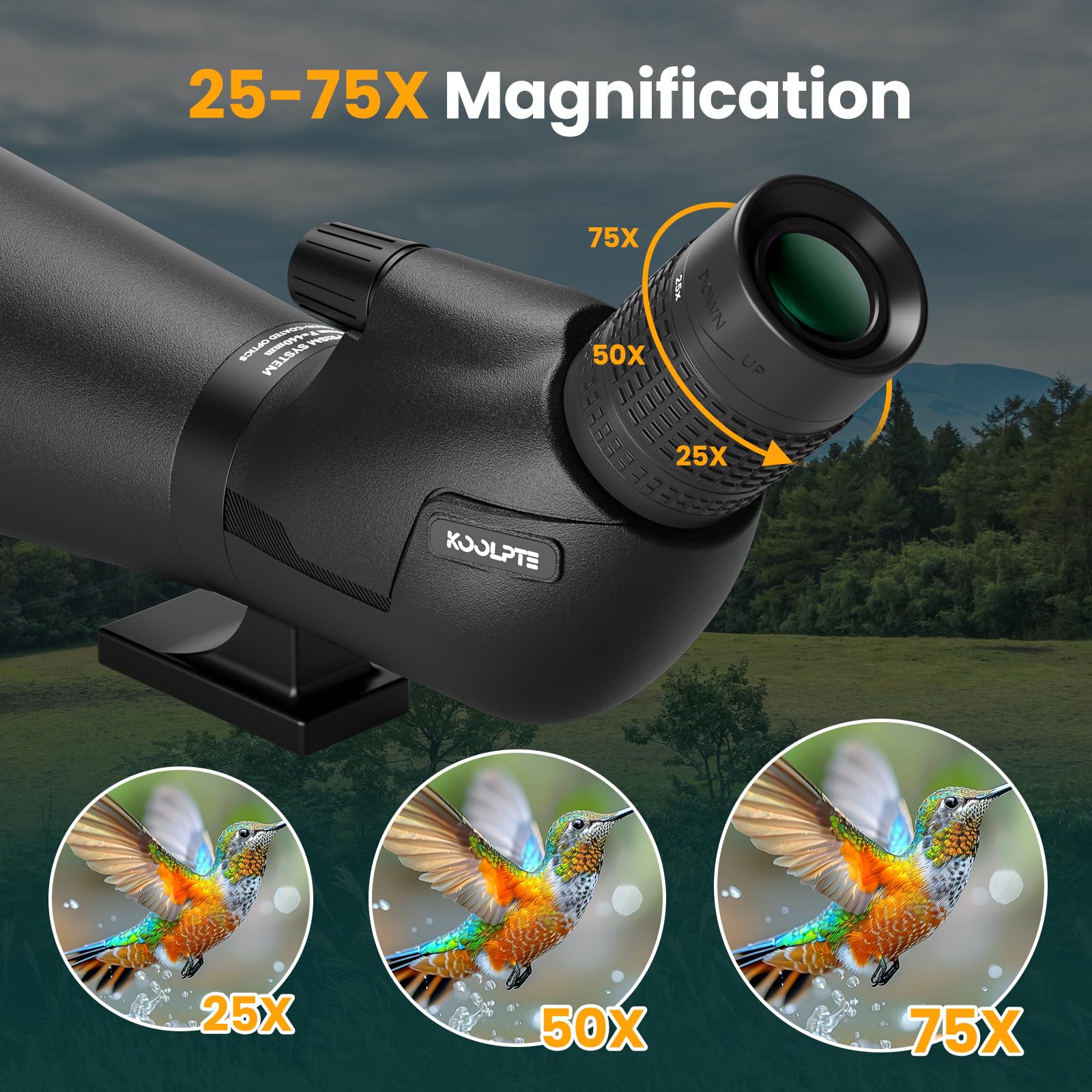 Koolpte spotting scope phone adapter enables easy wildlife photography.