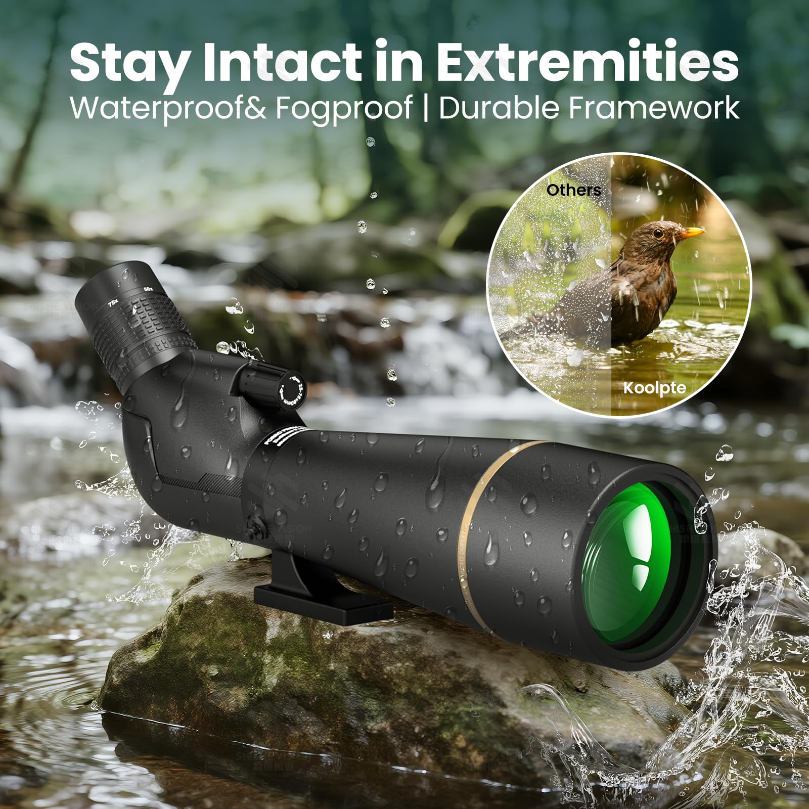 Koolpte spotting scope tripod provides stable viewing on hikes.