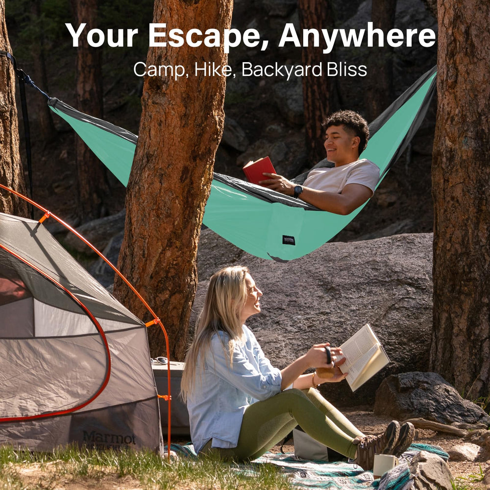 Kootek camping hammock durable stitching close-up highlighting long-lasting construction