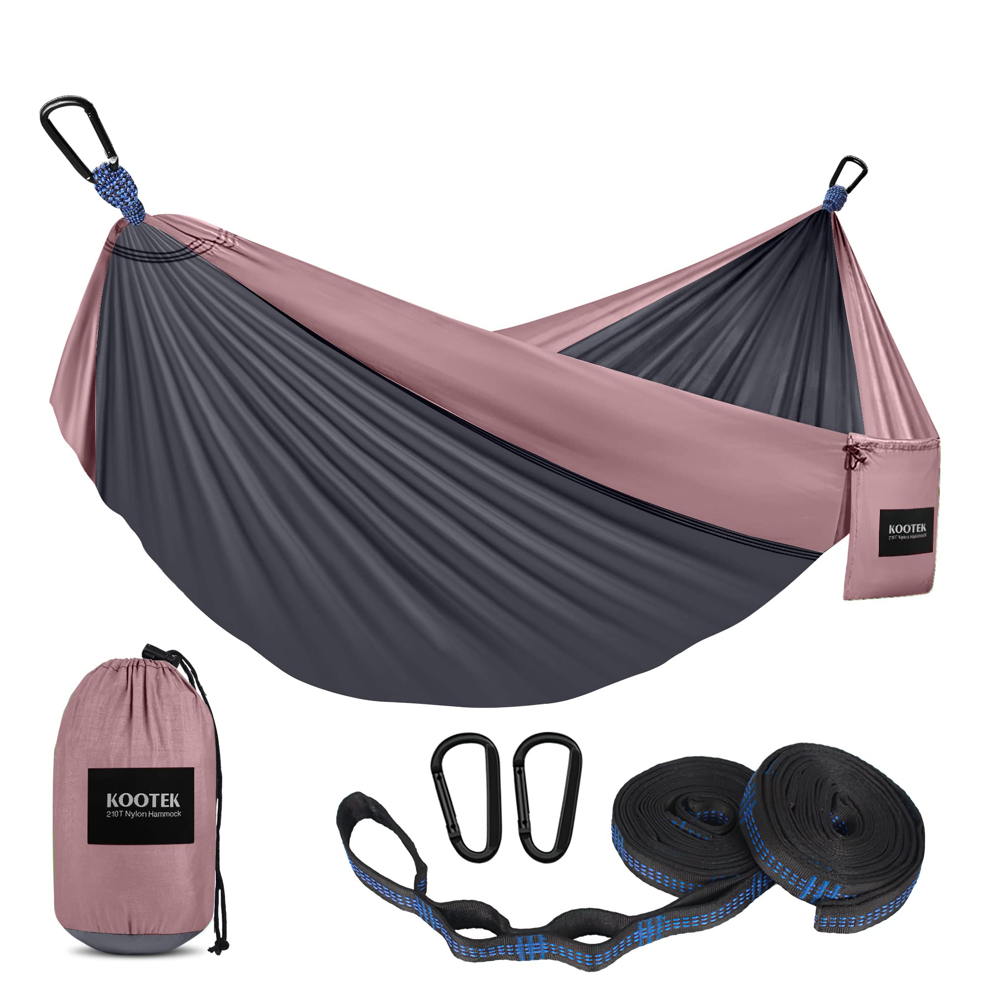 Kootek Camping Hammock packaged for portable travel and quick setup.