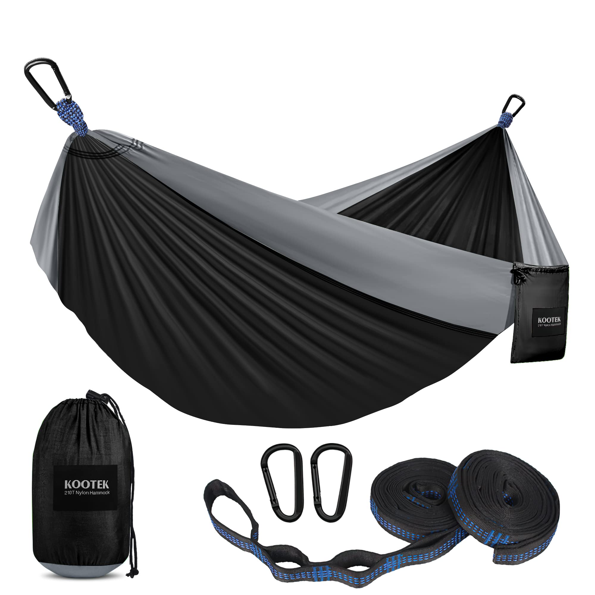 Kootek camping hammock strap-system shows adjustable loops for quick setup and comfort.