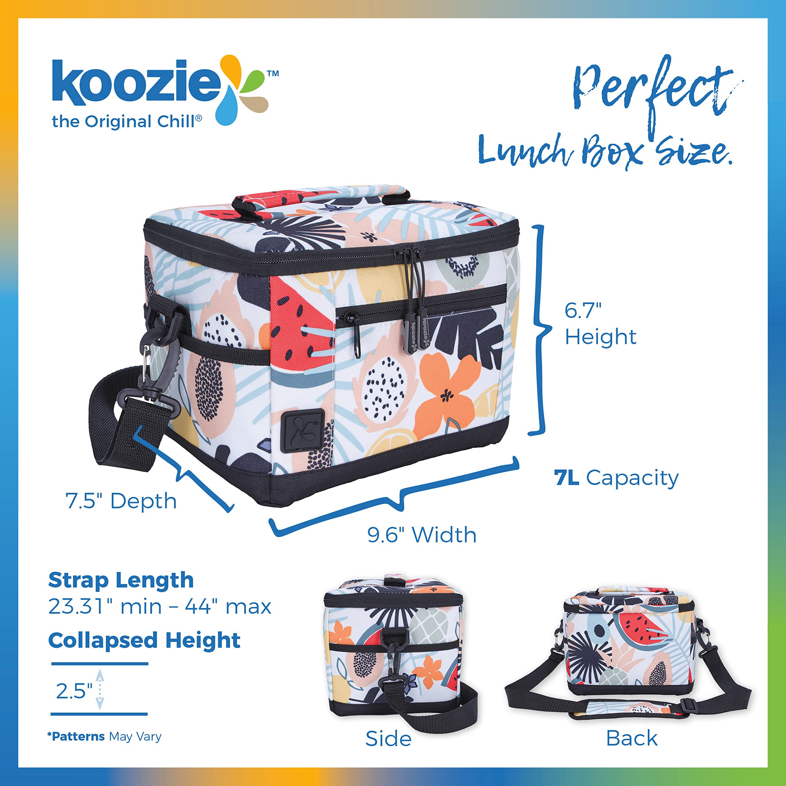 KOOZIE small lunch cooler bag inside pocket stores utensils or small snacks.