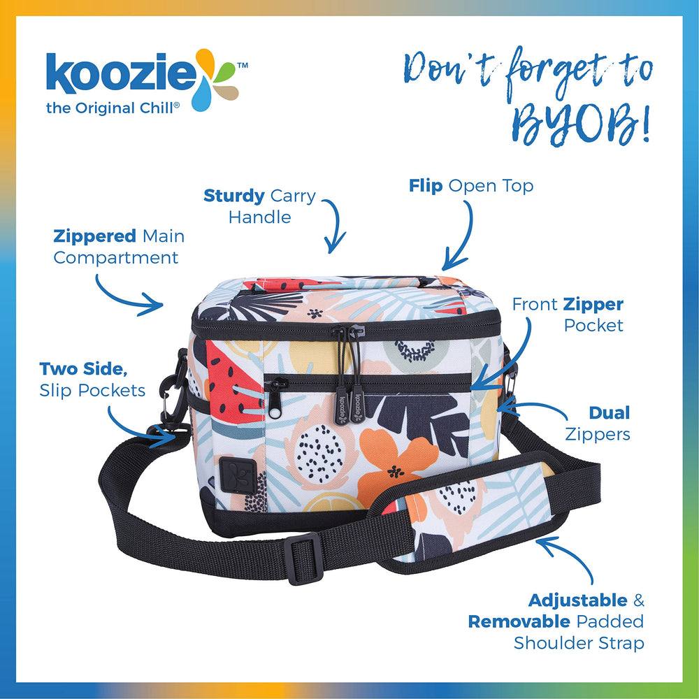 KOOZIE small lunch cooler bag main compartment holds six cans plus snacks.