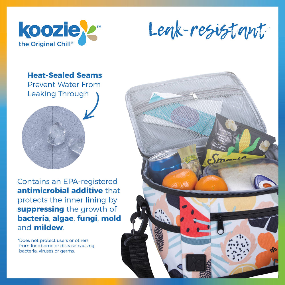 KOOZIE small lunch cooler bag adjustable shoulder strap for hands-free carrying.
