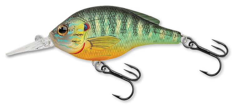 Koppers LIVETARGET Pumpkinseed Shallow lure with realistic pumpkinseed profile for sunfish schooling.