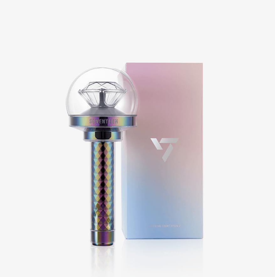 Korea Seventeen Official Light Stick Ver 3 light stick close-up highlighting smooth grip and glow.