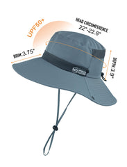 Side view showing adjustable chin strap and snaps