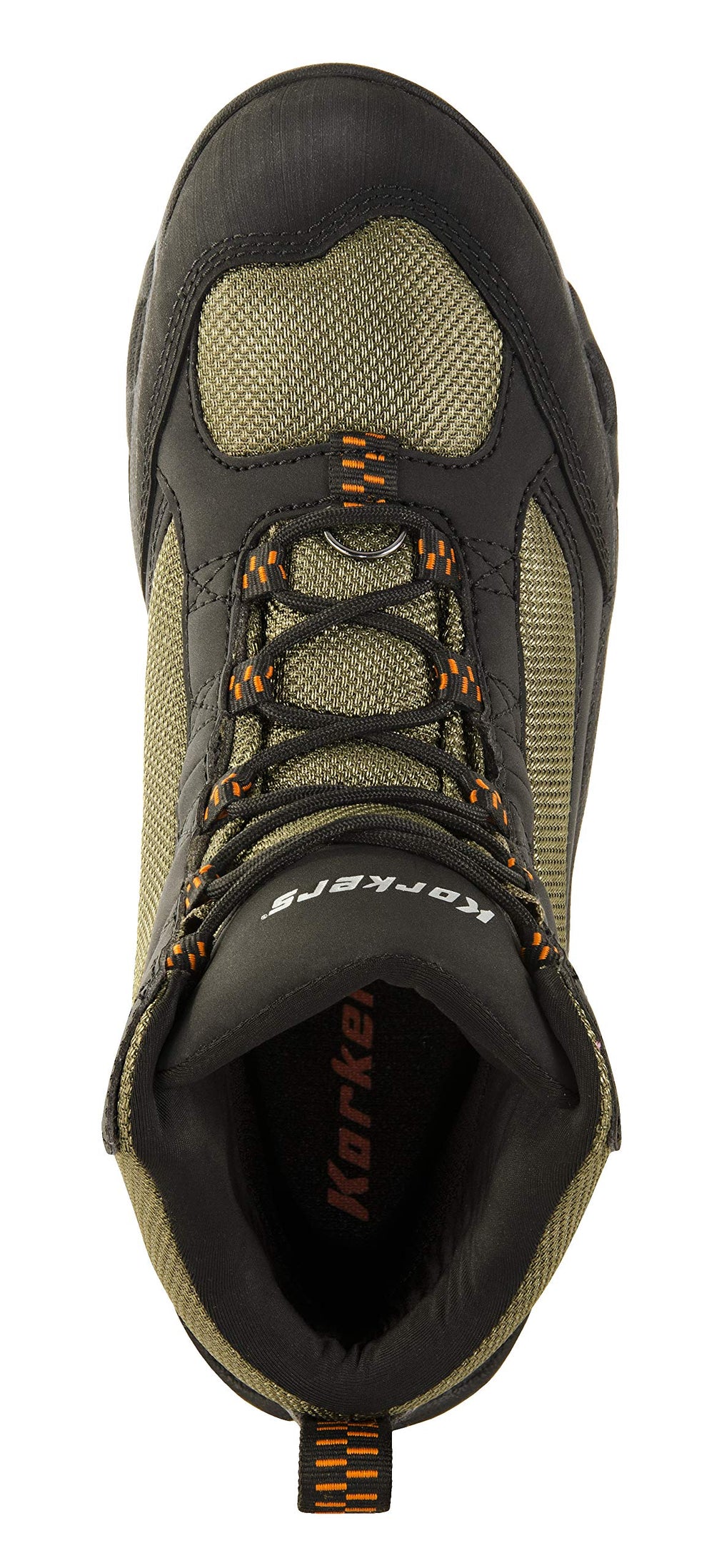 Korkers Greenback abrasion-resistant materials resist wear on rugged riverbanks.