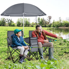 KOTEK two-seat chair with cup holders keeps drinks within reach.