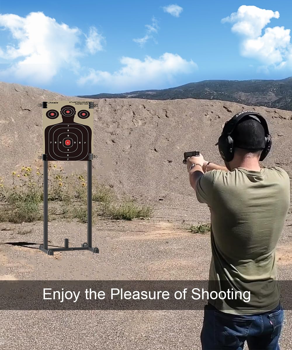 Koutemie target stand in use at a practice range with targets mounted