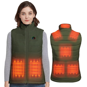 KOVNLO heated vest women front view shows slim fit warmth for outdoor wear