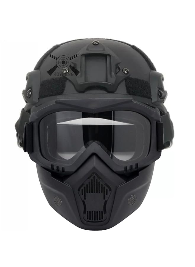 Koyheng MICH airsoft helmet with side rail for mounting accessories during play.