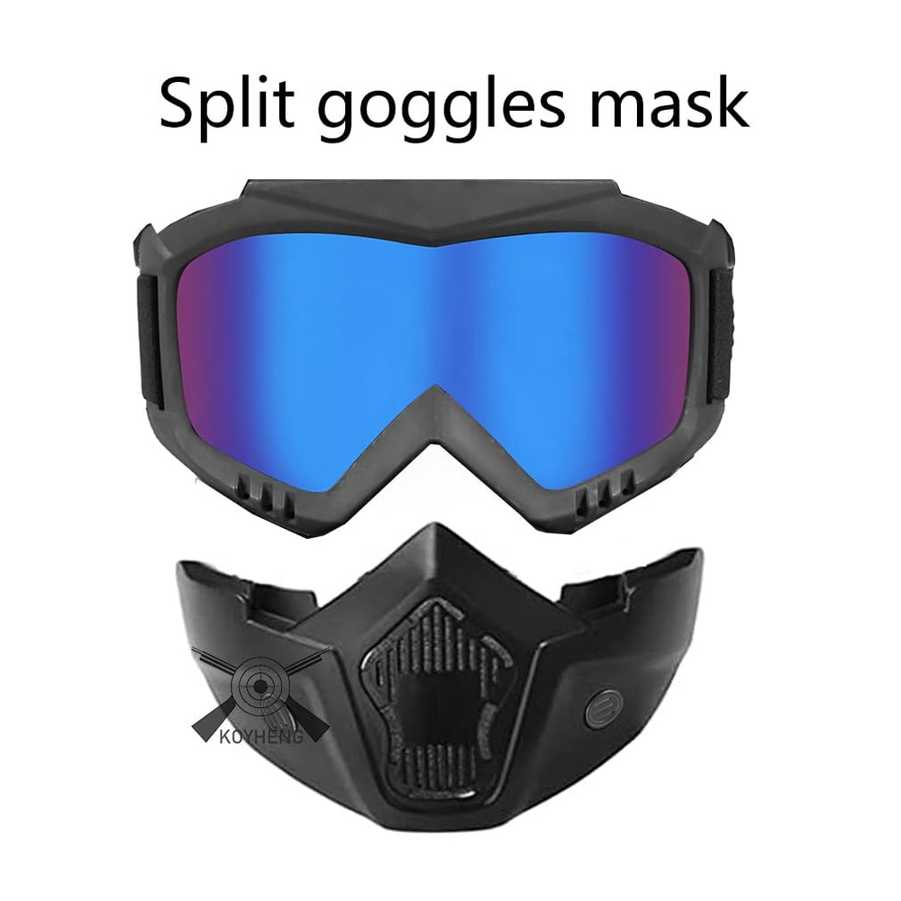 Koyheng MICH full-face mask features scratch-resistant lenses for clear field of view.