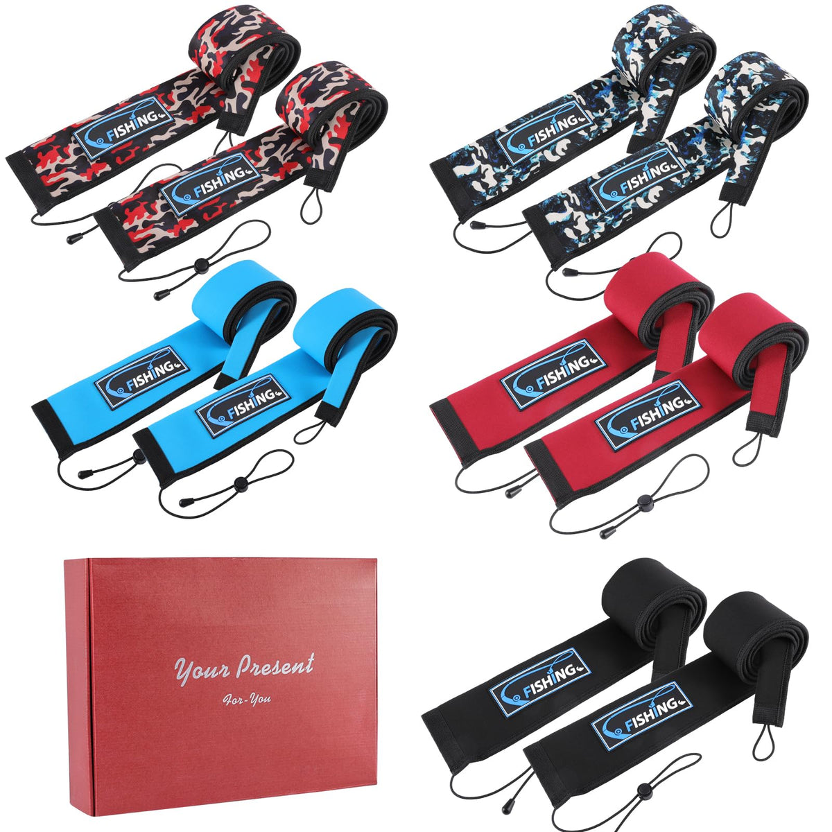 KPEPIX 10Pcs Pre.Sent Neoprene Rod Sleeves multicolor set