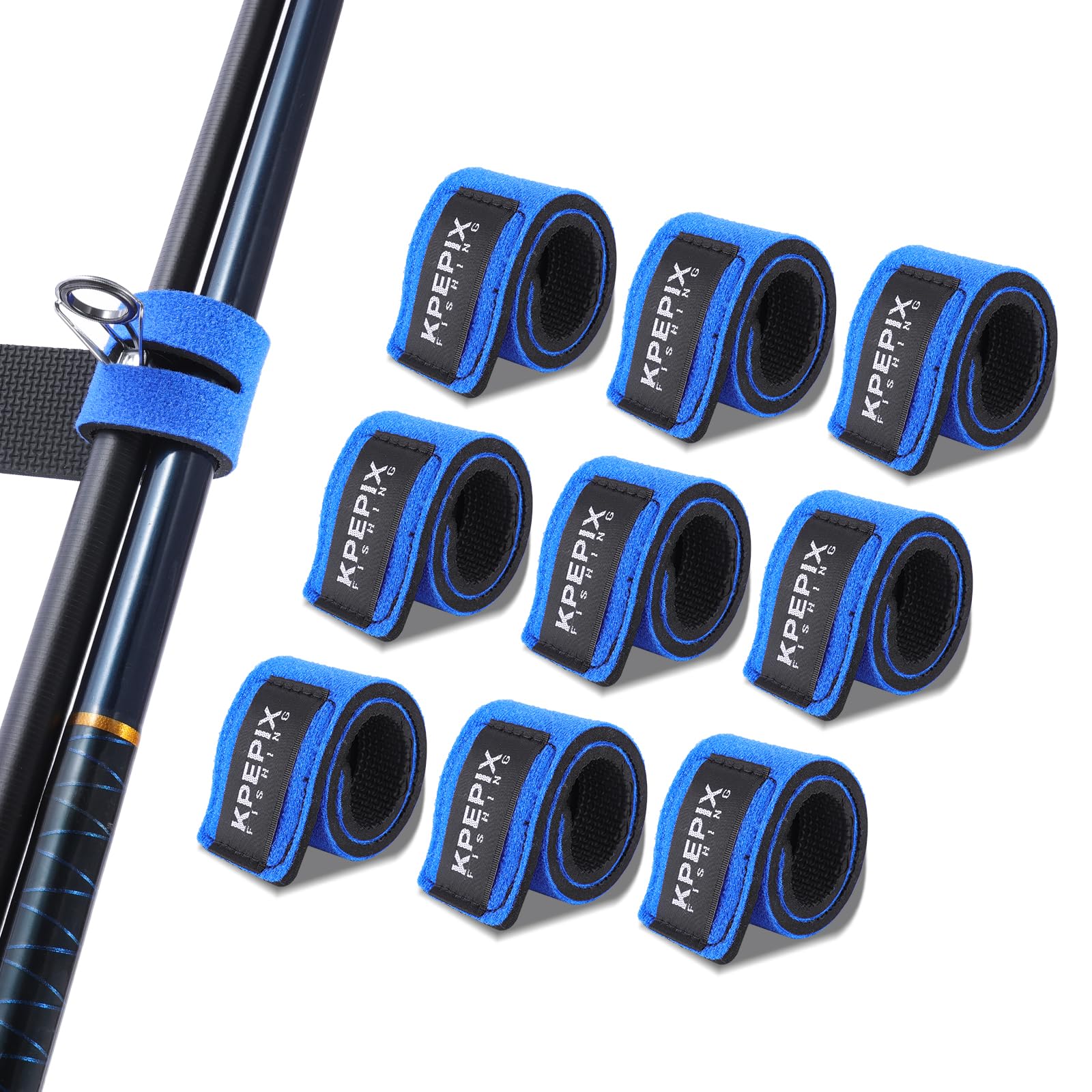 KPEPIX 9PCS Fishing Rod Belts blue/black set, display packaging