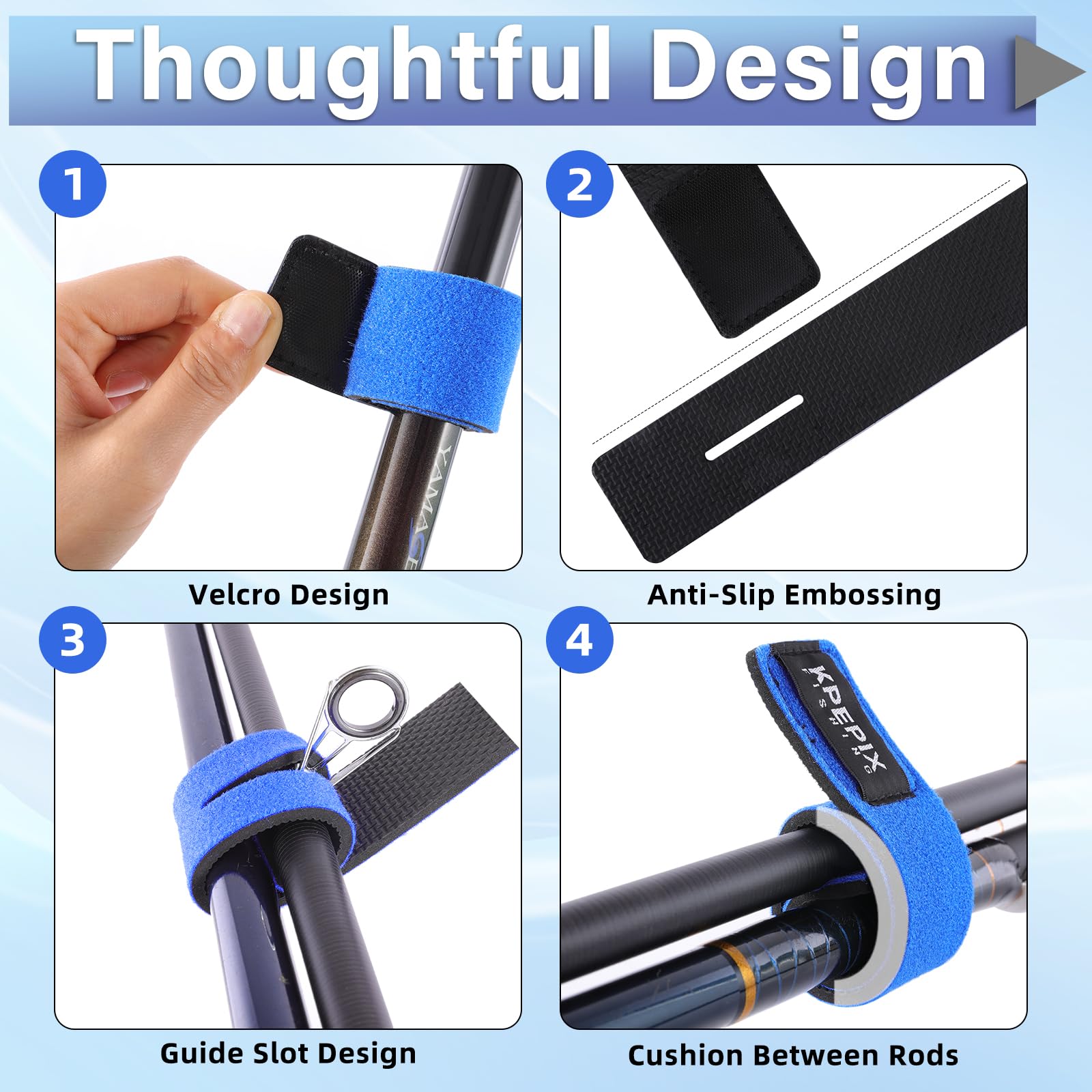 Blue and black belt sizes: SMALL 5.9in (15cm) and LARGE 9.8in (25cm)